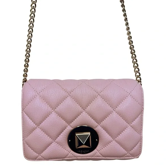 KATE SPADE Quilted Leather Crossbody Nag One Size in Pale Pink